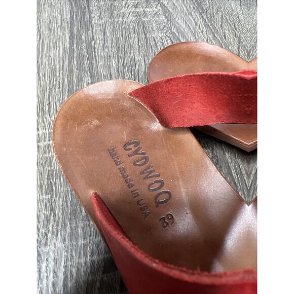 Cydwoq Hillary Toe-Ring Red Brick Leather Handmade USA Sandals Sz EU 39 / US 8 - Picture 4 of 10